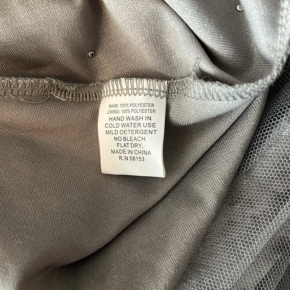 RAGA Anthropologie Velvet Midi Skirt w/Pearl Detail & Tulle Overlay Gray Size 1X
